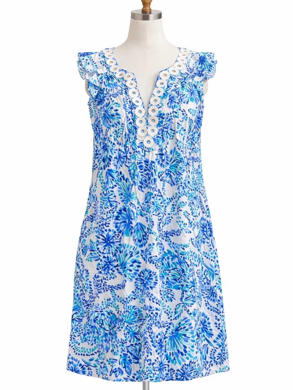 NWOT Lilly Pulitzer Joan Tunic Dress Blue Floral Sleeveless Resort Vacay Size XS - Picture 4 of 5